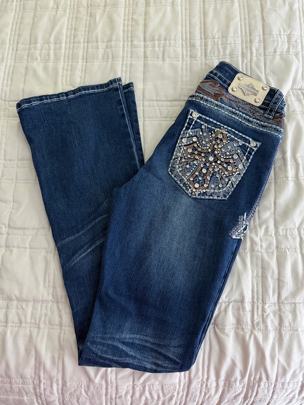 Embellished Dark Blue Boot Cut Women’s Jeans